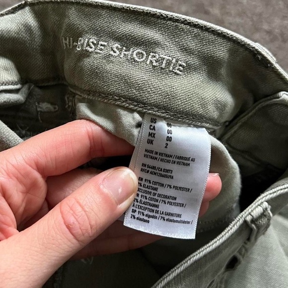 American Eagle Super Super Stretch Green Hi-Rise Shortie Shorts Women’s size 00 - Picture 4 of 7